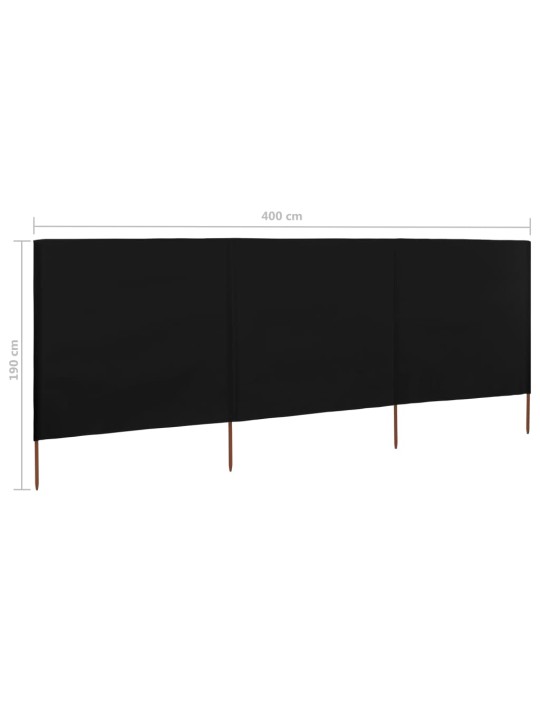 Tuulensuojakangas 3 paneelilla 400x160 cm musta