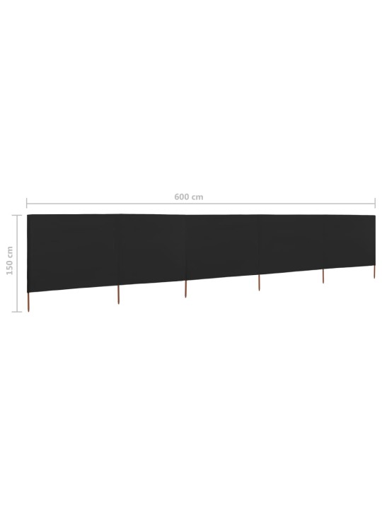 Tuulensuojakangas 5 paneelilla 600x120 cm musta