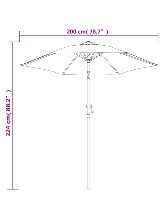 Aurinkovarjo terrakotta 200x224 cm alumiini