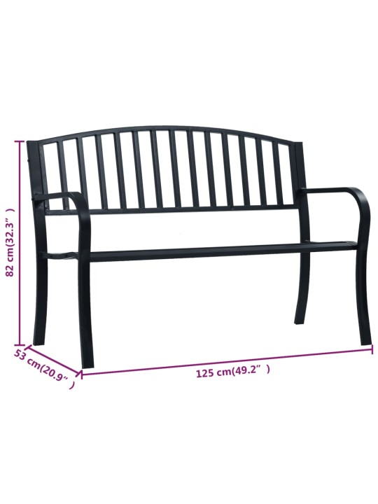 Puutarhapenkki 125 cm musta teräs