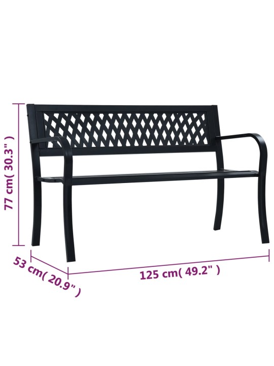 Puutarhapenkki 125 cm musta teräs