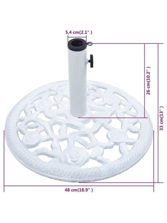 Päivänvarjon alusta valkoinen 12 kg 48 cm valurauta