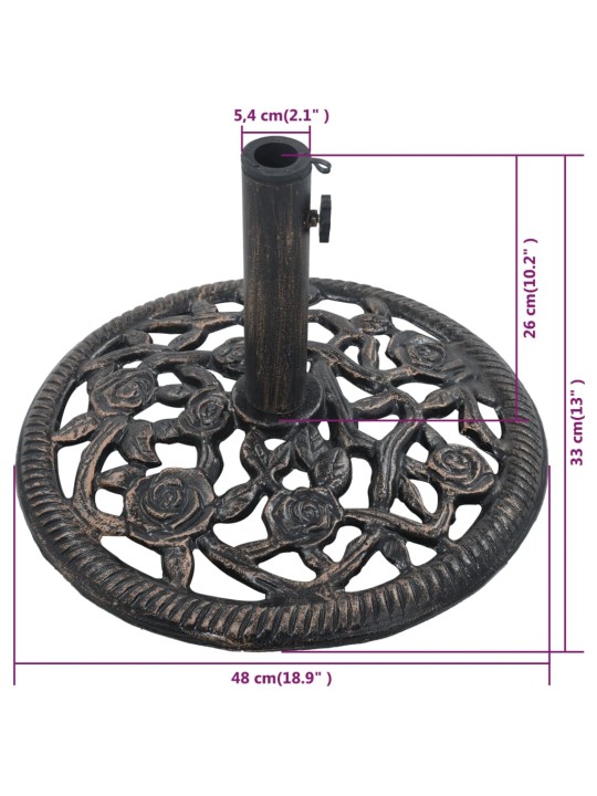 Päivänvarjon alusta pronssi 12 kg 48 cm valurauta