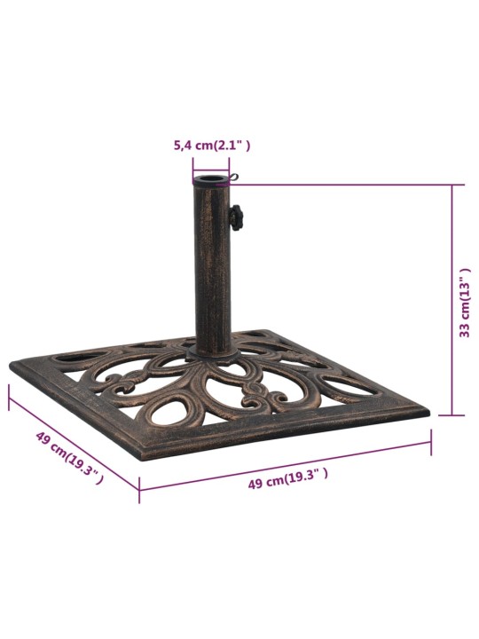 Päivänvarjon alusta pronssi 12 kg 49 cm valurauta