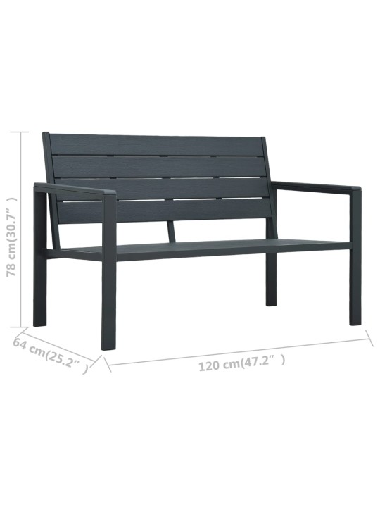 Puutarhapenkki 120 cm hdpe harmaa puun näköinen
