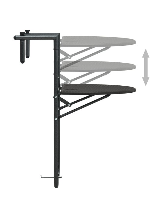 Roikkuva parvekepöytä muovi 60x64x83,5 cm ruskea rottinkityyli