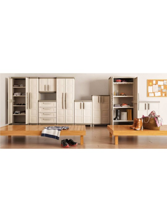 Keter varastokaappi hyllyillä excellence beige ja taupe 182 cm