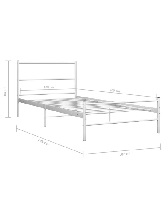 Sängynrunko valkoinen metalli 100x200 cm
