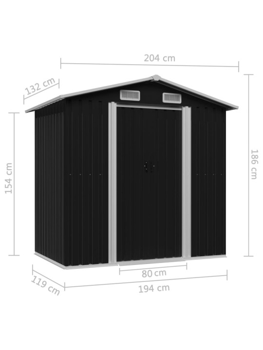 Puutarhan varastovaja antrasiitti teräs 204x132x186 cm