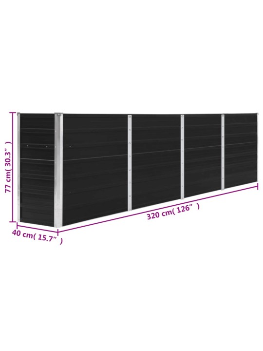 Korotettu puutarhalaatikko 320x40x77 cm galvanoitu teräs