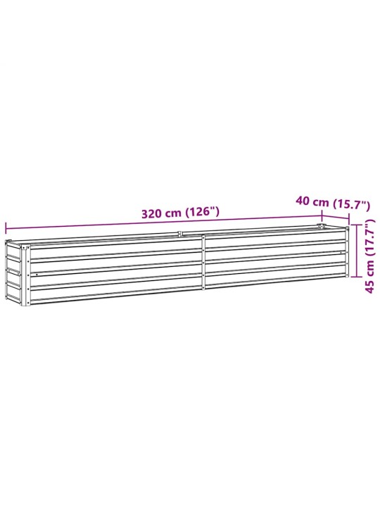 Korotettu kukkalaatikko galvanoitu teräs 320x40x45 cm vihreä