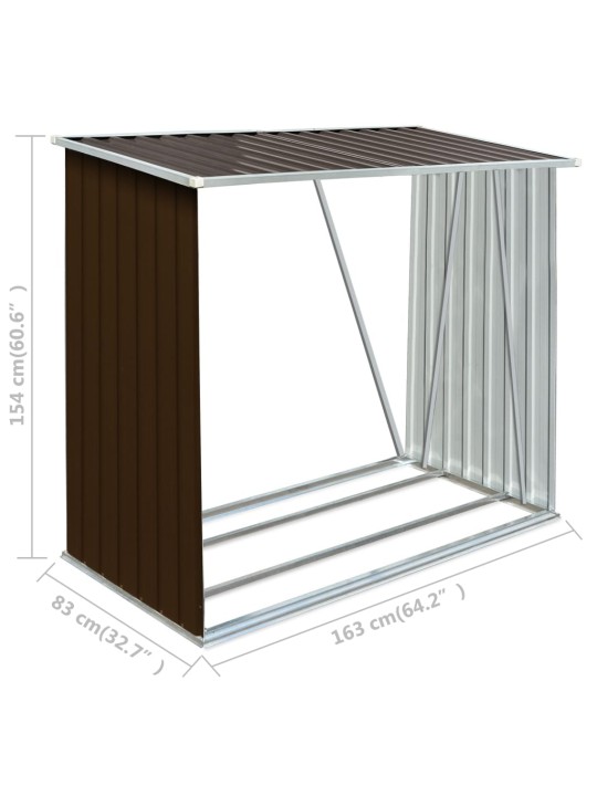 Puuvaja galvanoitu teräs 163x83x154 cm ruskea