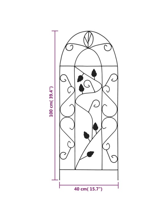 Kasvitelineet 3 kpl musta 40x100 cm rauta