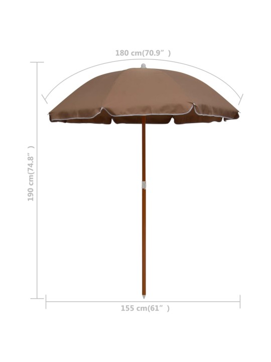 Aurinkovarjo terästanko 180 cm ruskeanharmaa