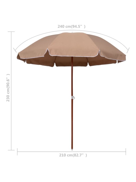 Aurinkovarjo terästanko 240 cm ruskeanharmaa