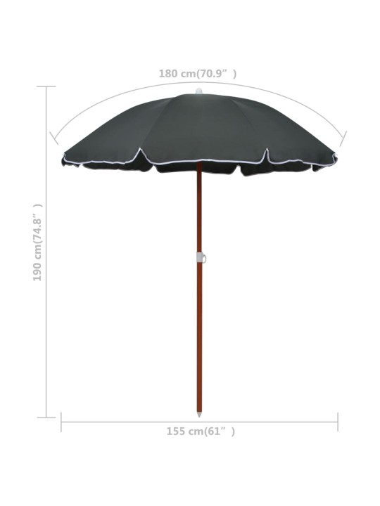 Aurinkovarjo terästanko 180 cm antrasiitti