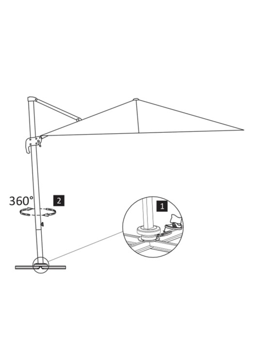 Aurinkovarjo cantilever alumiinitolpalla 4x3 m musta