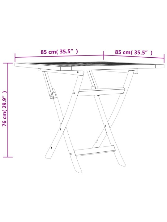 Kokoontaittuva puutarhapöytä 85x85x76 cm täysi tiikki
