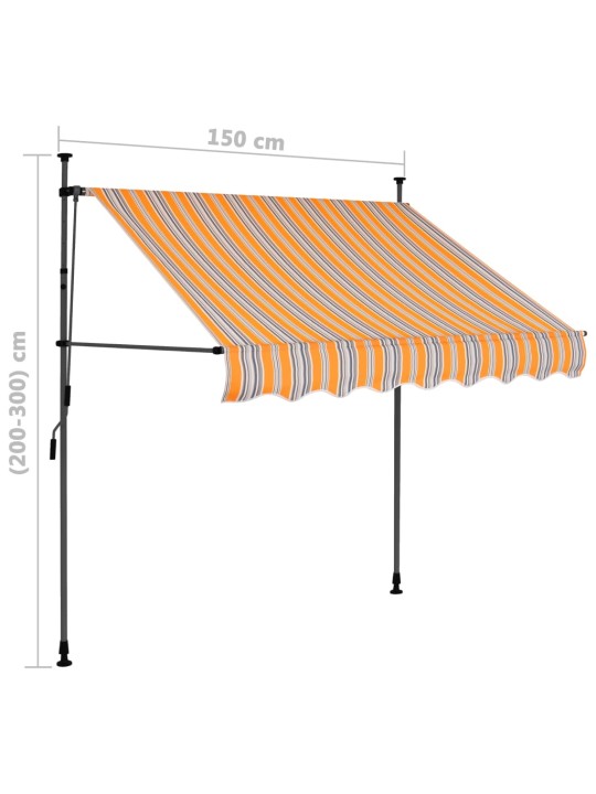 Sisäänkelattava markiisi LED-valoilla 150 cm keltainen/sininen