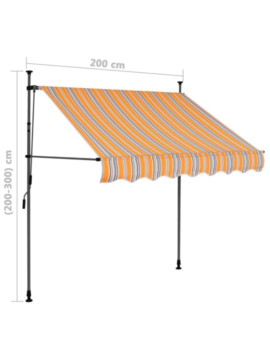 Sisäänkelattava markiisi LED-valoilla 200 cm keltainen/sininen