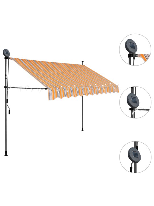 Sisäänkelattava markiisi LED-valoilla 250 cm keltainen/sininen