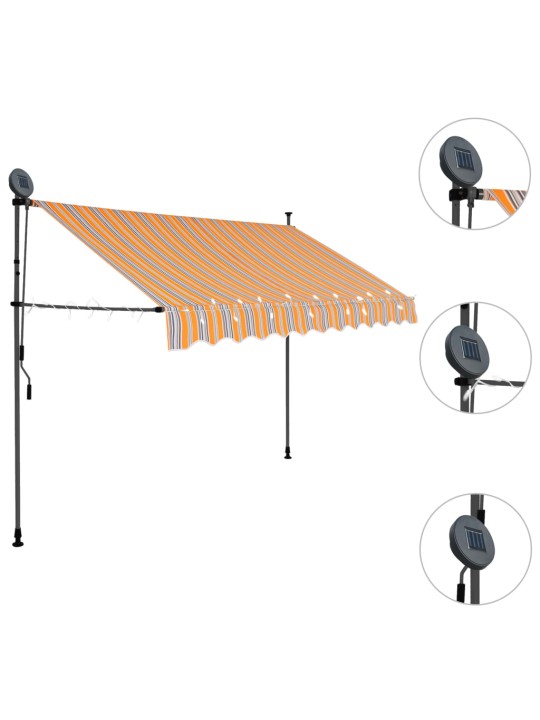 Sisäänkelattava markiisi LED-valoilla 300 cm keltainen/sininen