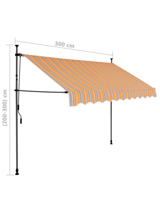 Sisäänkelattava markiisi LED-valoilla 300 cm keltainen/sininen