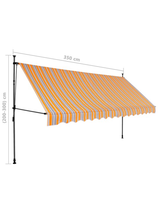 Sisäänkelattava markiisi LED-valoilla 350 cm keltainen/sininen