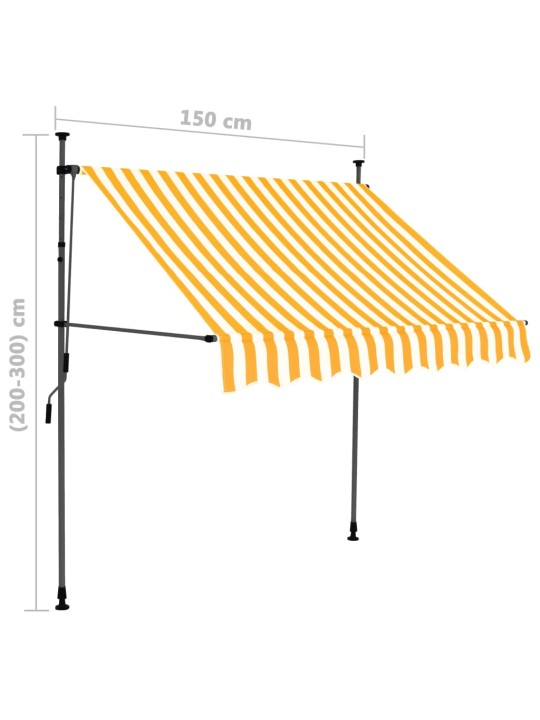 Sisäänkelattava markiisi LED-valoilla 150 cm valkoinen/oranssi