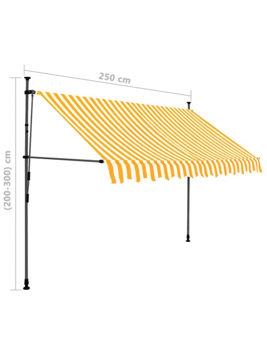 Sisäänkelattava markiisi LED-valoilla 250 cm valkoinen/oranssi