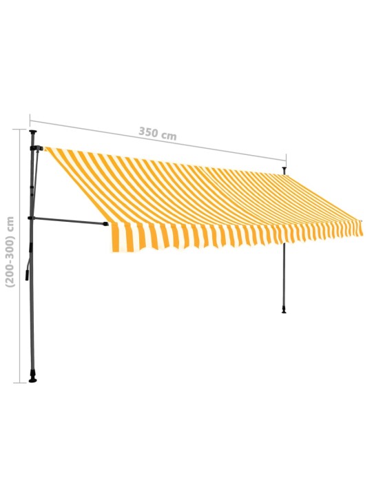 Sisäänkelattava markiisi LED-valoilla 350 cm valkoinen/oranssi