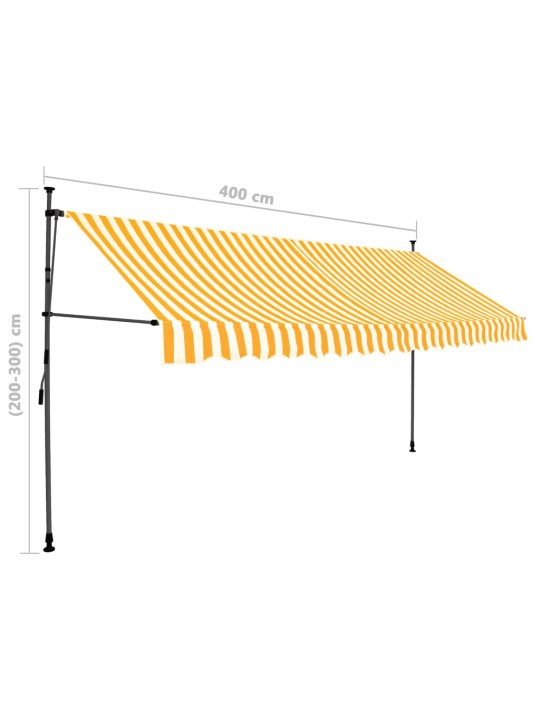 Sisäänkelattava markiisi LED-valoilla 400 cm valkoinen/oranssi