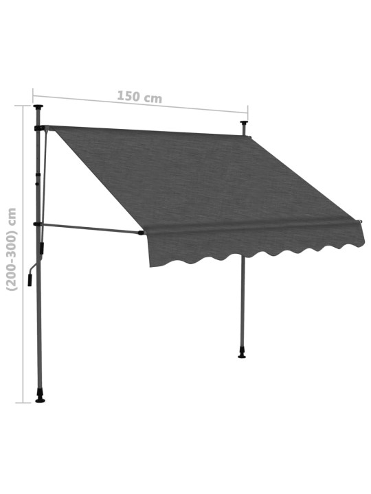 Sisäänkelattava markiisi LED-valoilla 150 cm antrasiitti