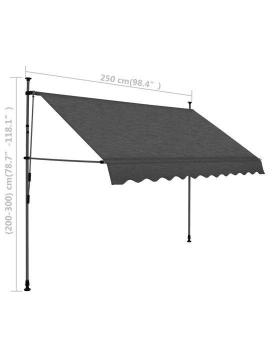 Sisäänkelattava markiisi LED-valoilla 250 cm antrasiitti