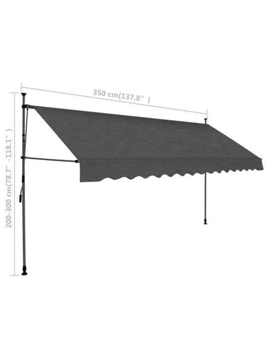 Sisäänkelattava markiisi LED-valoilla 350 cm antrasiitti