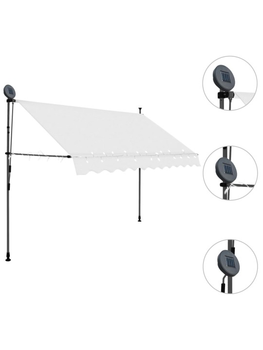 Sisäänkelattava markiisi LED-valoilla 250 cm kerma