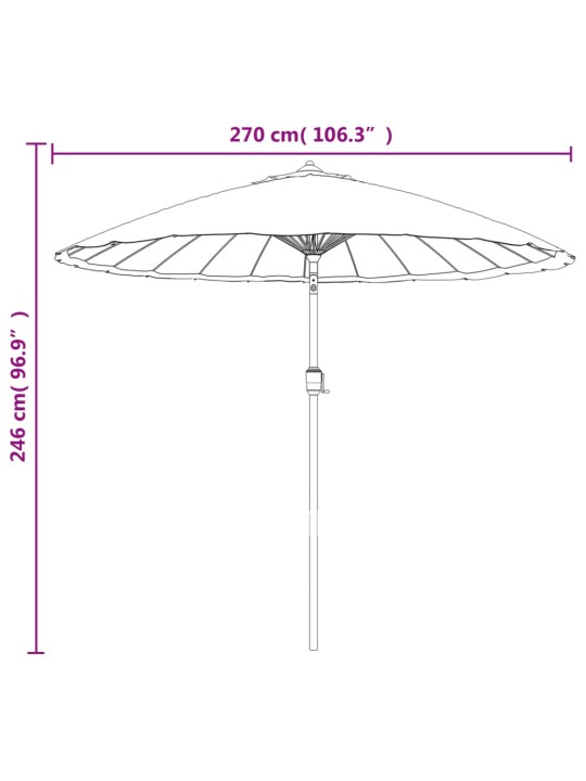 Aurinkovarjo alumiinitanko 270 cm harmaanruskea