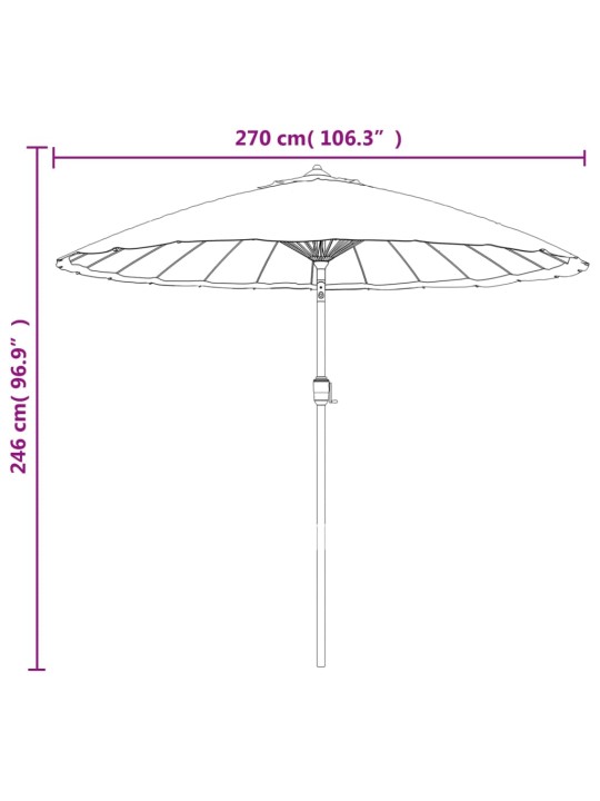 Aurinkovarjo alumiinitanko 270 cm musta