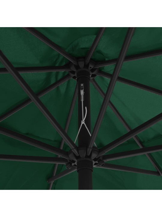 Aurinkovarjo metallitolpalla 390 cm vihreä