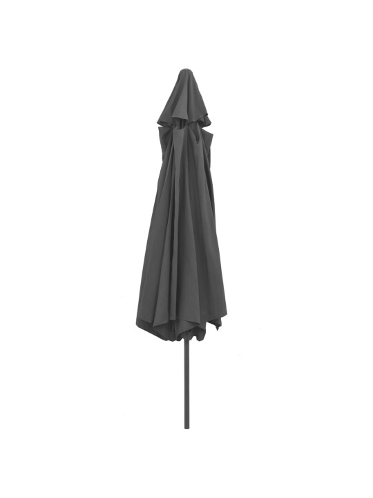 Aurinkovarjo metallitolpalla 390 cm antrasiitti