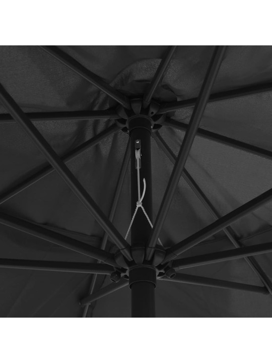 Aurinkovarjo metallitolpalla 390 cm antrasiitti
