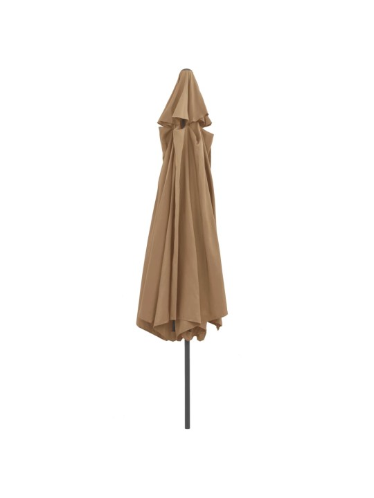 Aurinkovarjo metallitolpalla 390 cm taupe