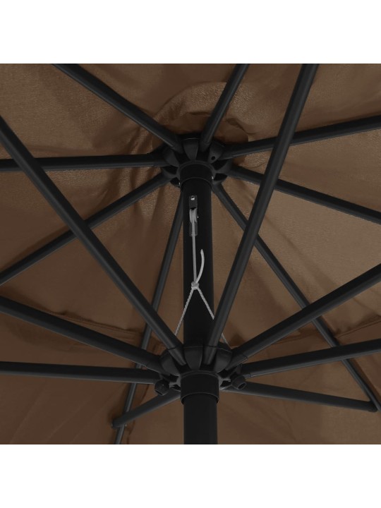 Aurinkovarjo metallitolpalla 390 cm taupe
