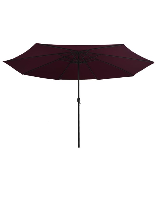 Aurinkovarjo metallitolpalla 390 cm viininpunainen
