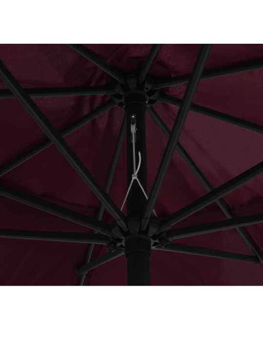 Aurinkovarjo metallitolpalla 390 cm viininpunainen