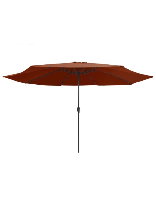 Aurinkovarjo metallitolpalla 390 cm terrakotta