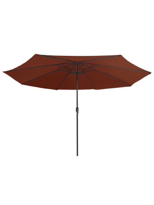 Aurinkovarjo metallitolpalla 390 cm terrakotta