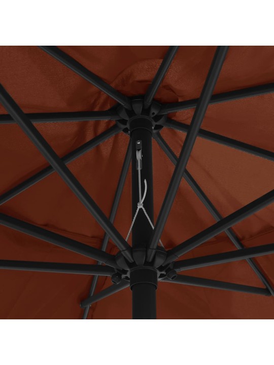 Aurinkovarjo metallitolpalla 390 cm terrakotta