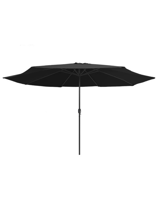 Aurinkovarjo metallitolpalla 390 cm musta