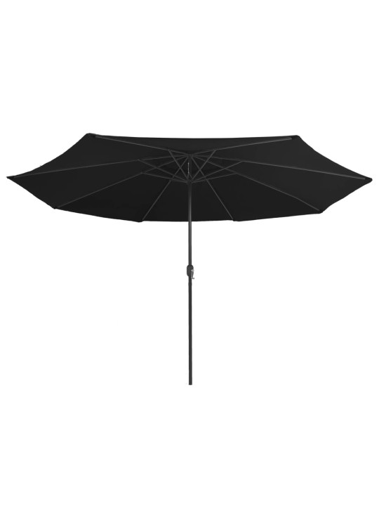 Aurinkovarjo metallitolpalla 390 cm musta